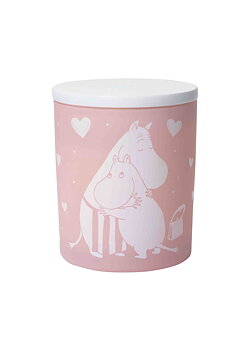 Mumin doftljus KÄRLEK i rosa glas med lock 