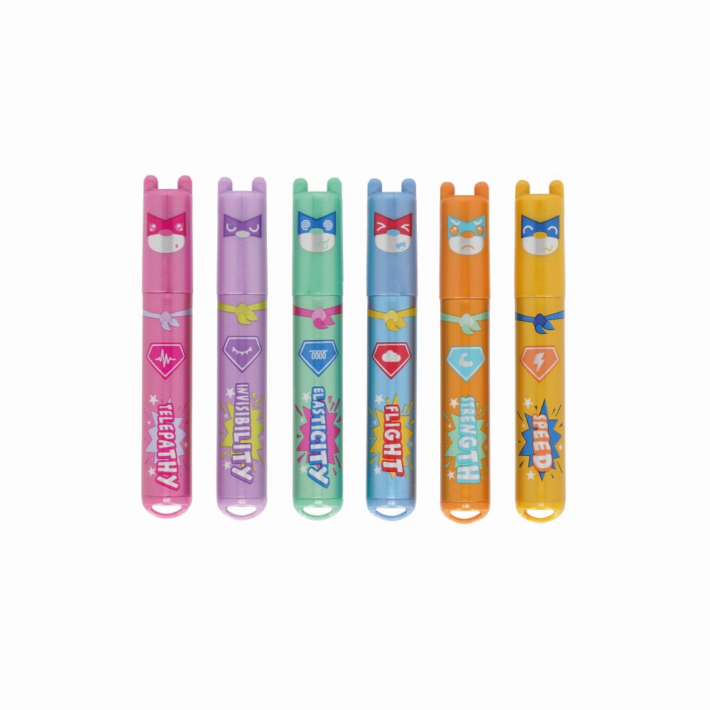 Teddy's superpower, set med 6 mini-highlighters med metallicfärger - 3