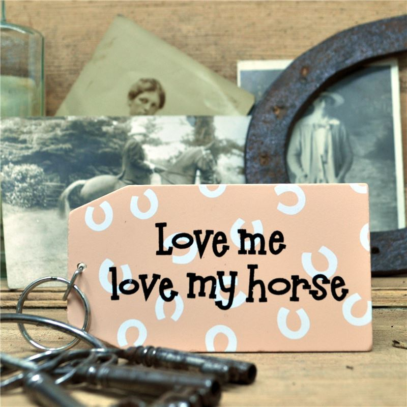 Nyckelring Angelic Hen Trä Love Me Love My Horse