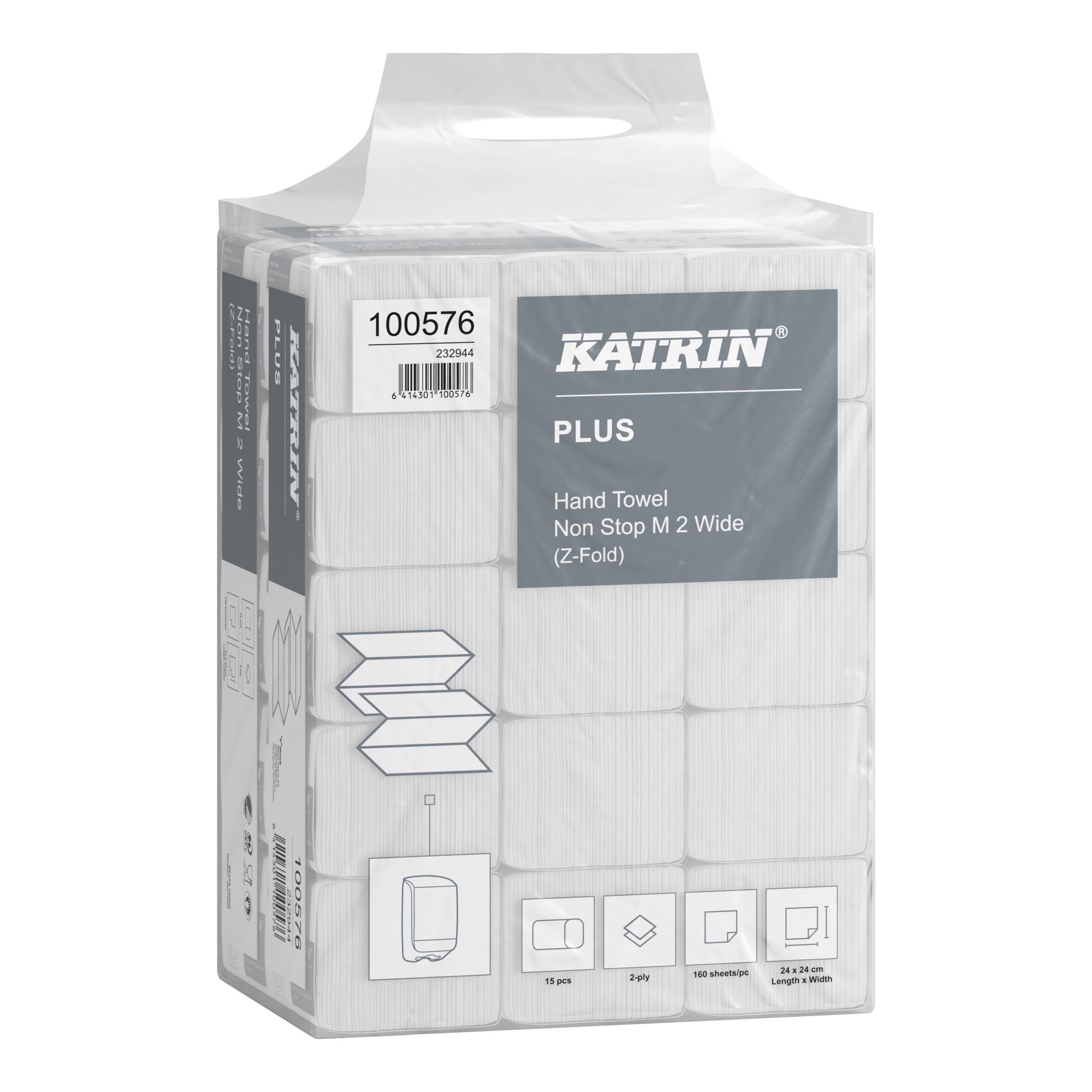 Katrin Plus Z-vikt Pappershandduk M 2-Lagers Wide, Handy Pack - 2
