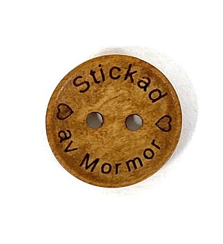 Träknapp Stickad av mormor 18 mm ljust trä