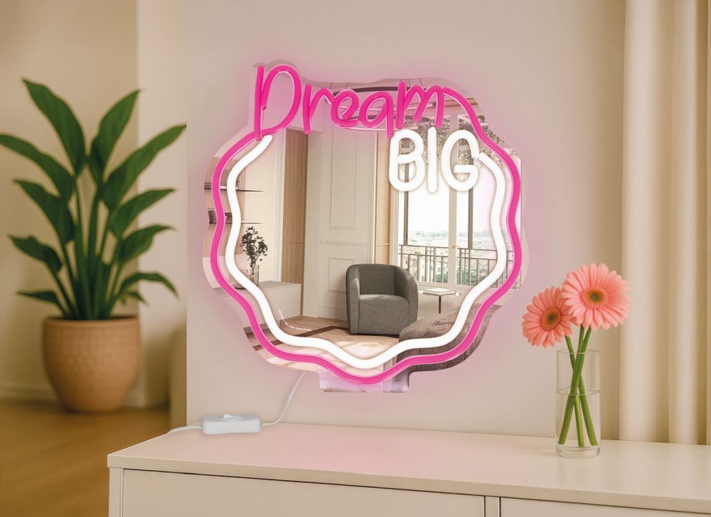 It's a sign, LED-lys med spejl og neon-effekt, Dream Big - 7