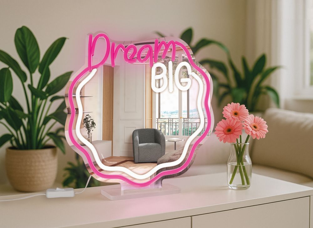 It's a sign, LED-lys med spejl og neon-effekt, Dream Big - 6