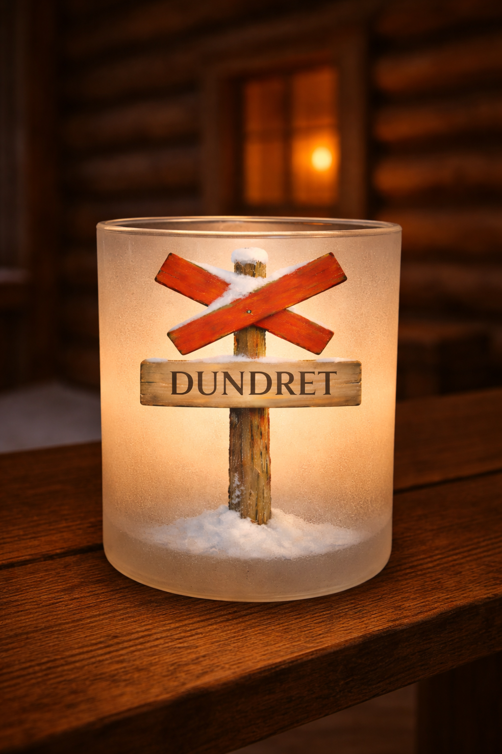 Frosted glass lantern - Led cross - 3 different motifs - 8