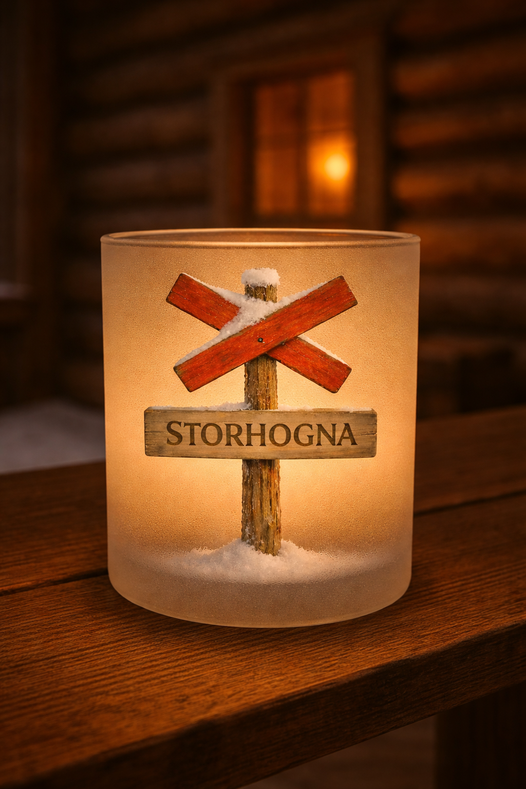 Frosted glass lantern - Led cross - 3 different motifs - 6