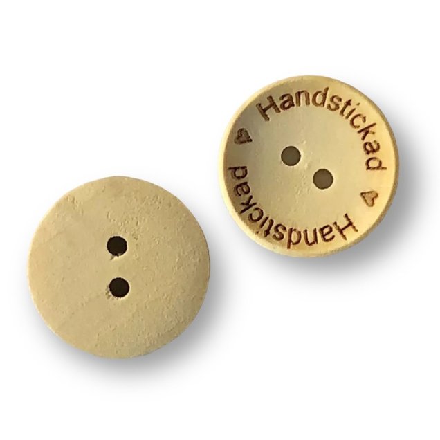 Träknapp Handstickad 20 mm ljust trä