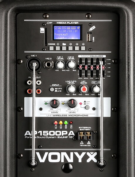 Vonyx AP1500PA Mobile Amp 15" BP-HH-UHF