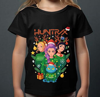 Huntrix kids t-shirt: "Christmas" - black - size 12-14 years