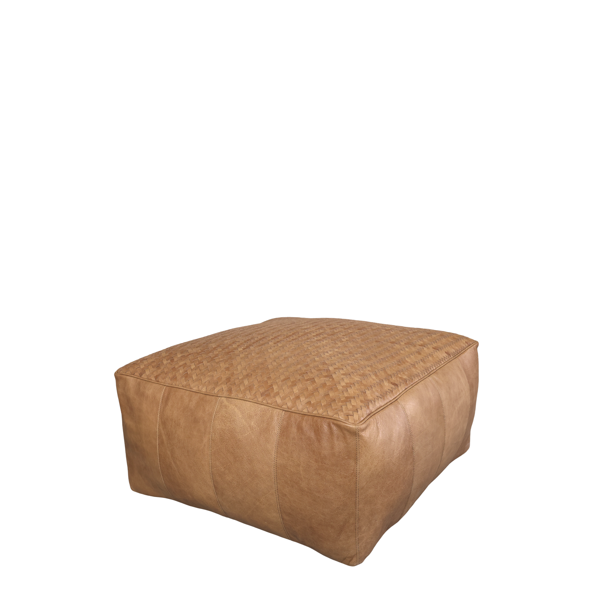 Loungepuff/fotpall i cognacsfärgat skinn, från Chic Antique