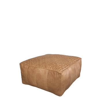 Loungepuff/fotpall i cognacsfärgat skinn, från Chic Antique