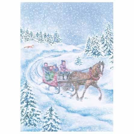 REA 50% Vagn i snön - konstkort med motiv av Monika Speck 5632