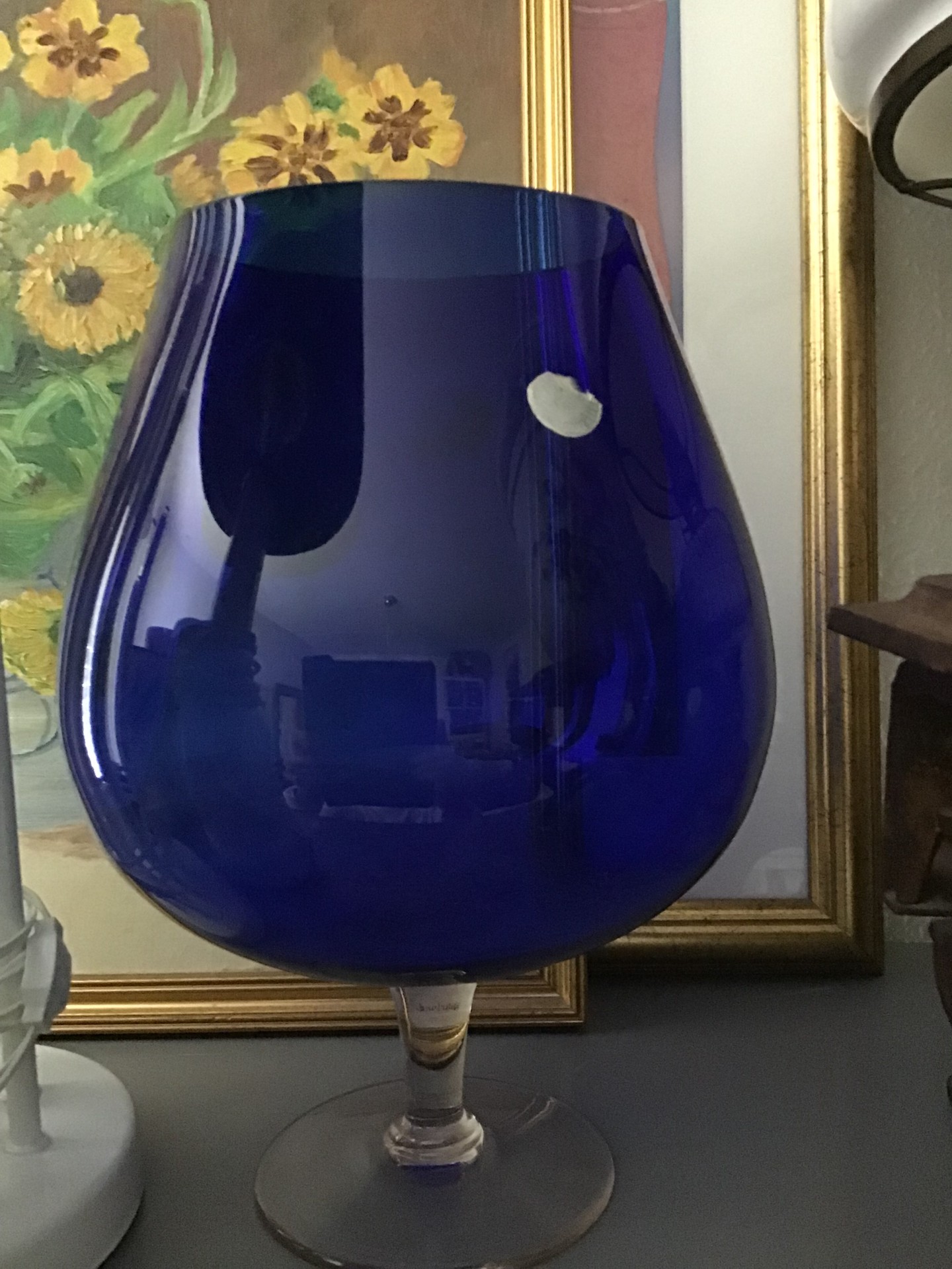 Glasvas, blå, kupformad