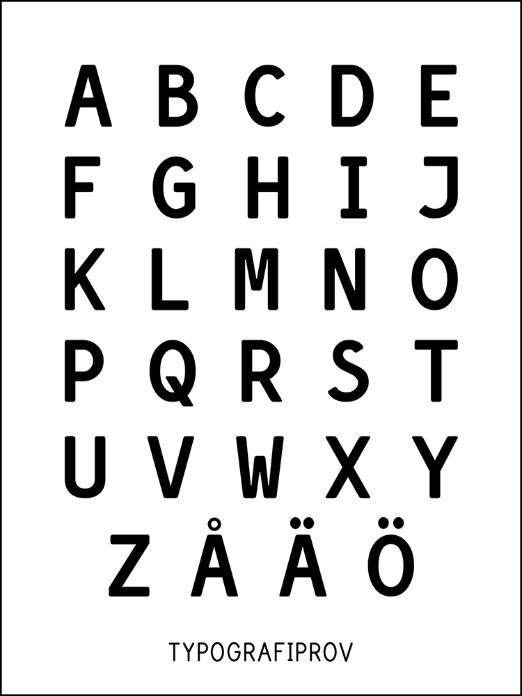 Typografiprov, så här ser bokstäverna ut.
