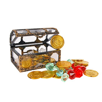 Skattkista med guld och diamanter