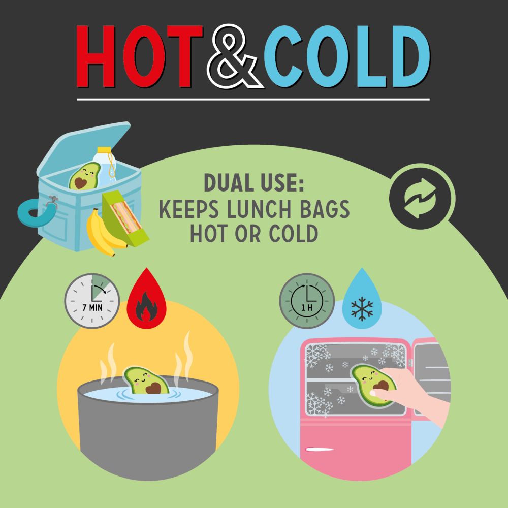 Hot/Cool pack til mad - Avocado - 3