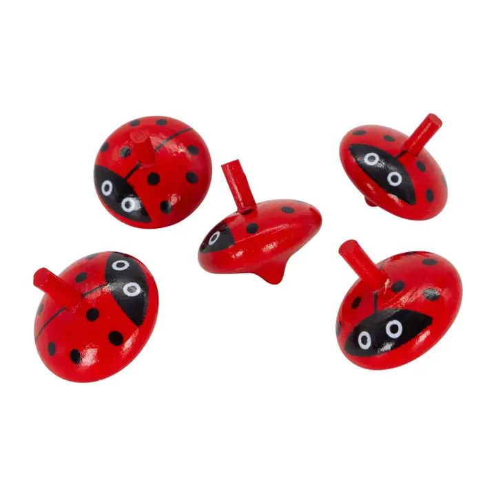 Träsnurror i form av nyckelpiga från tyska GICO Spielwaren - 5 pack
