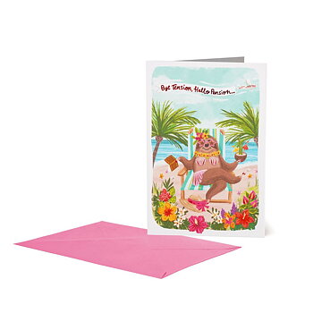 Large Greeting card, Female Retirement, Bye Tension Hello Pension (Sengångare) (BG0809)