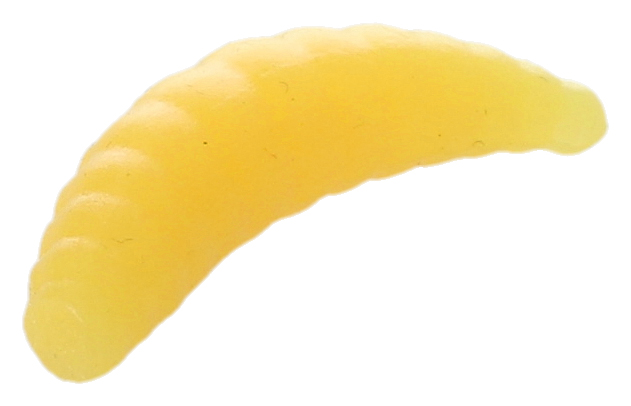 scent-impregnated imitation maggots with a strong cheese scent that spreads in the water and triggers the fish to bite