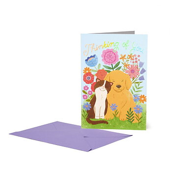Large Greeting card, Thinking of you Dog and Cat (BG0812)