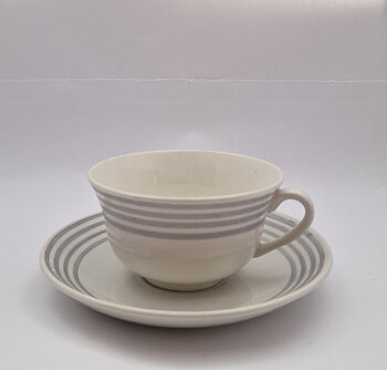 Gray lines coffee cup with saucer