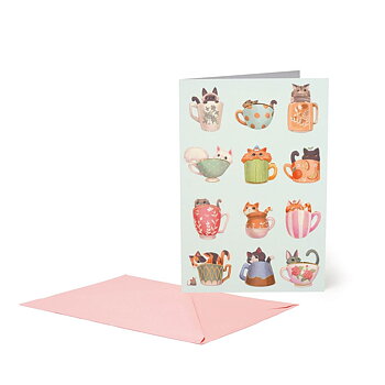 Large Greeting card, Cats Teacup (BG0841)
