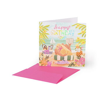Small Greeting card, Happy Birthday Beach (BQEB044)