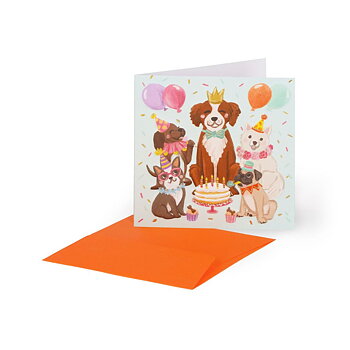 Small Greeting card, Let's Pawty Dogs (BQEB045)