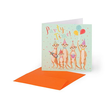 Small Greeting card, Party Time Meerkats (BQEB051)