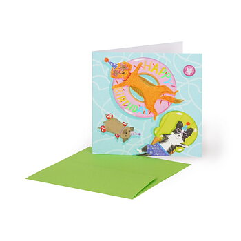 Small Greeting card, Pool Dogs (BQEB052)