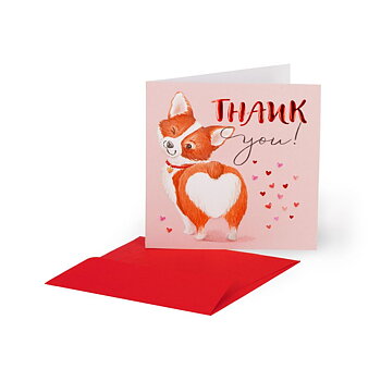 Small Greeting card, Thank you Corgi (BQEV012)