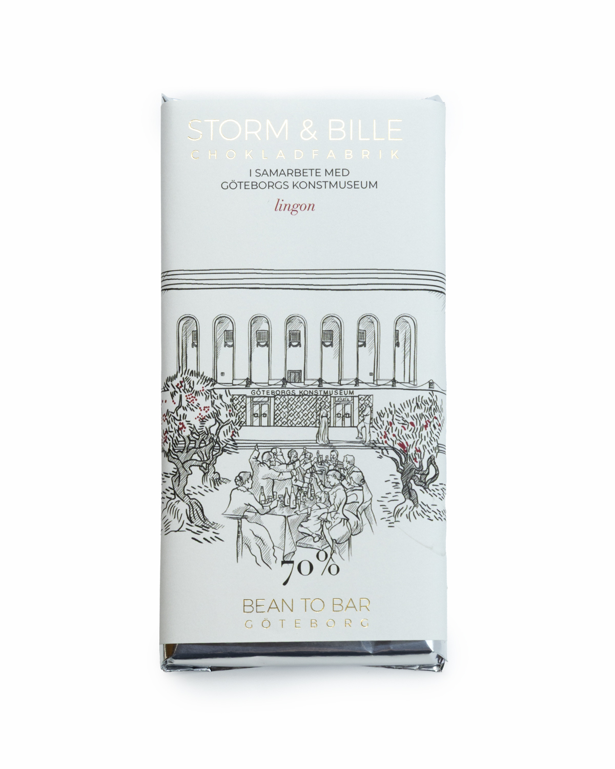 Choklad från Storm & Bille 70 %, Lingon. Göteborgs konstmuseum 