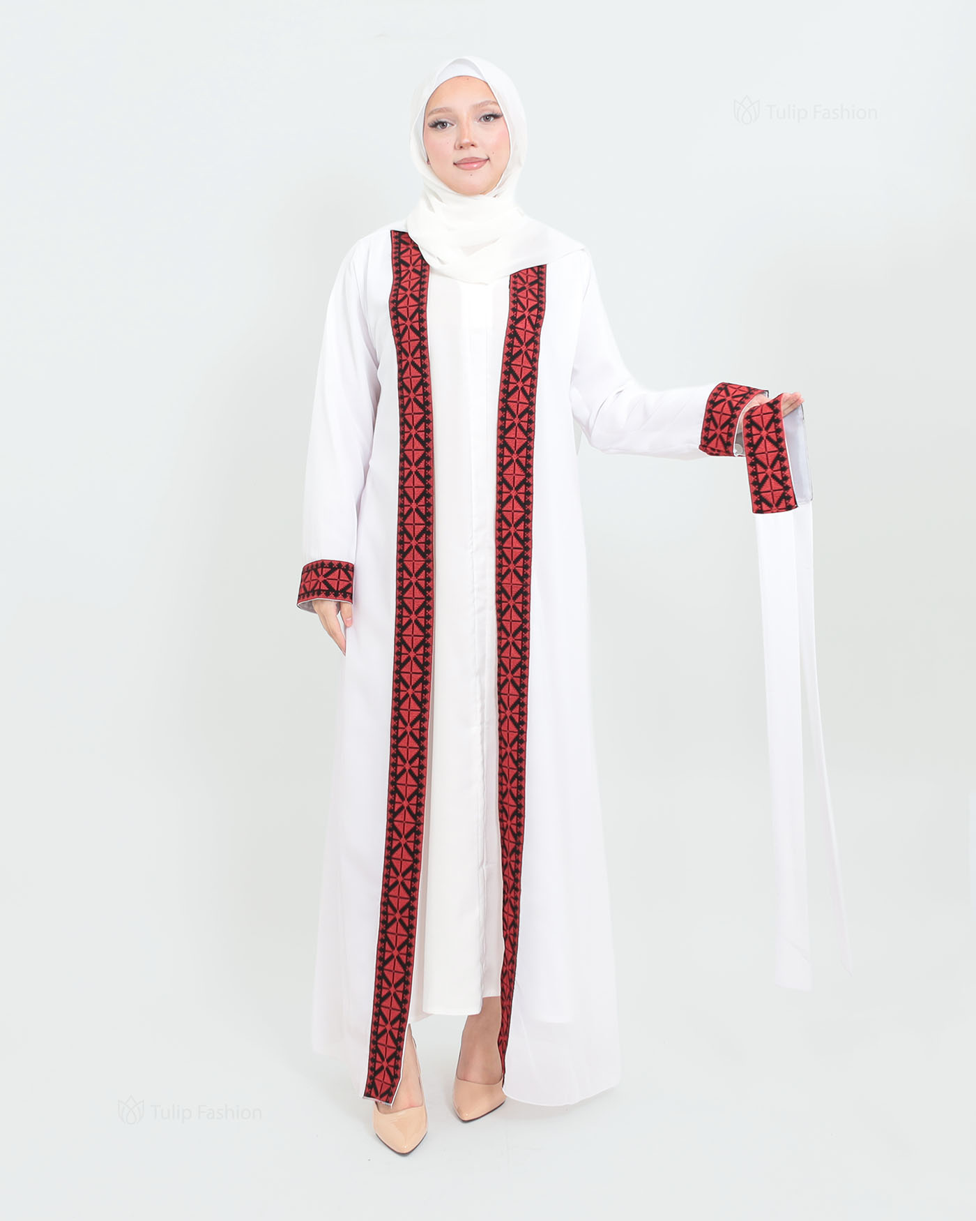 Traditional Abaya - Palestinian Thobe - White - 5