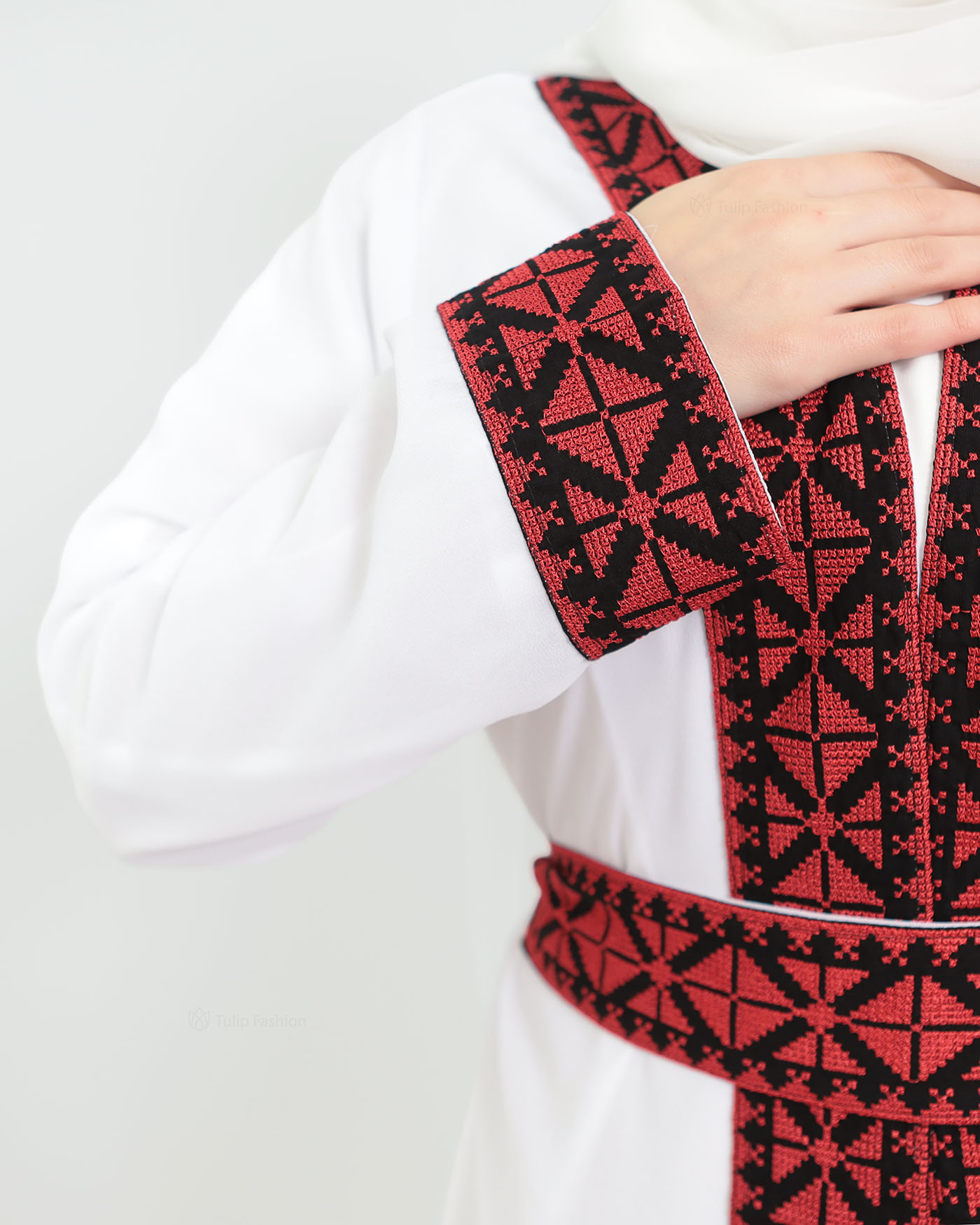 Traditional Abaya - Palestinian Thobe - White - 3