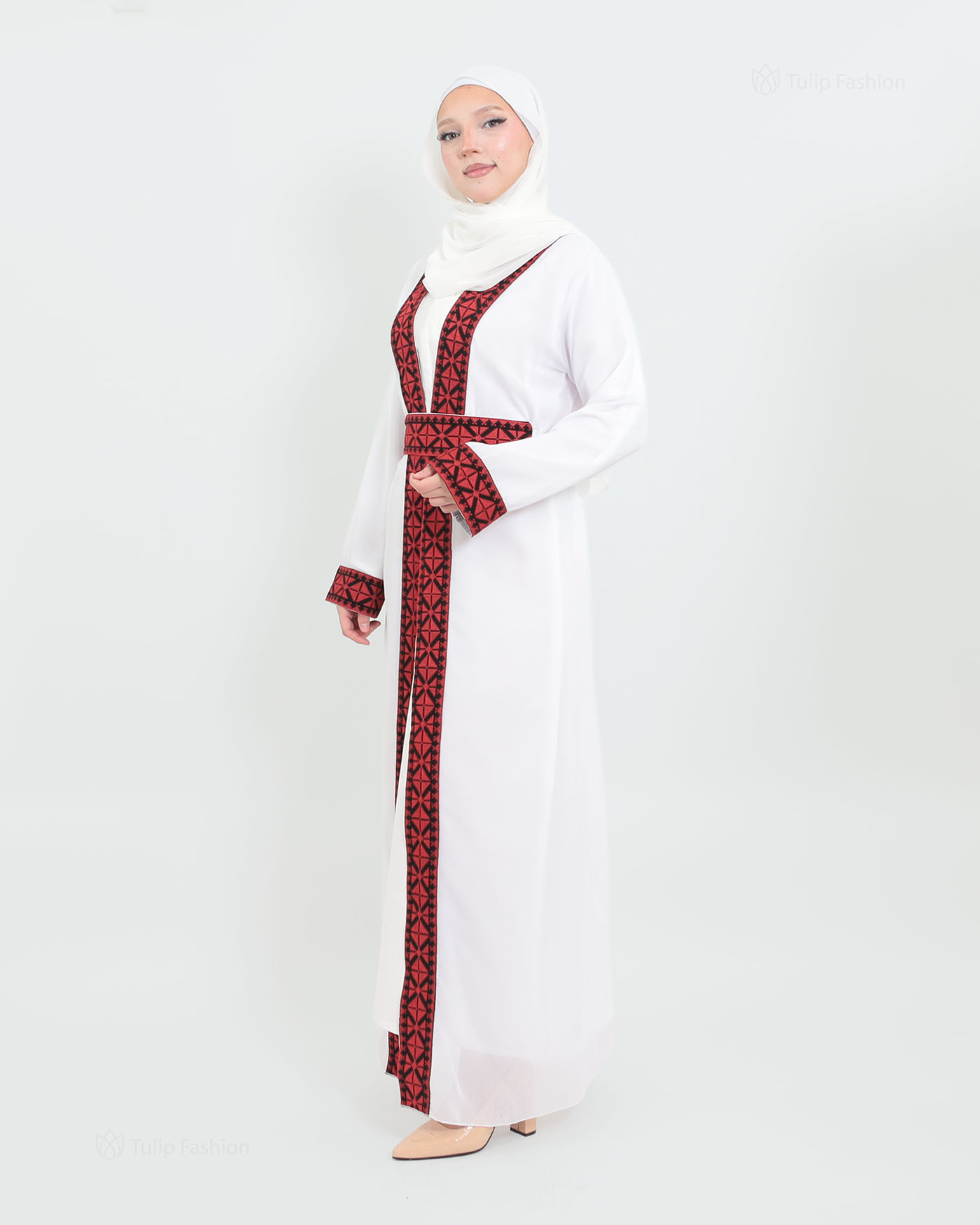 Traditional Abaya - Palestinian Thobe - White - 8