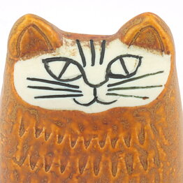 Lisa Larson (Small Cat 1965) Orange Modernistic Cat 10 cm (2)