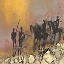 Börje Skohg (1970s) Unique Wall Plaque with Abstract Squad Motif 23 cm