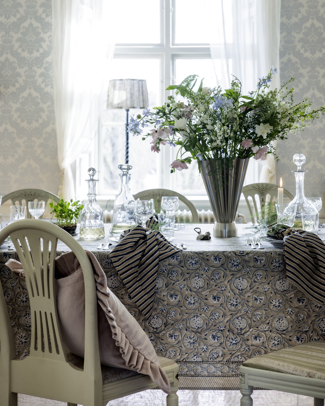 Bomullsduk Tangier Pomegranate Beige & Blue - 3