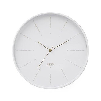Klocka MLTN - TEXT - Vit/Vit 40 cm diam