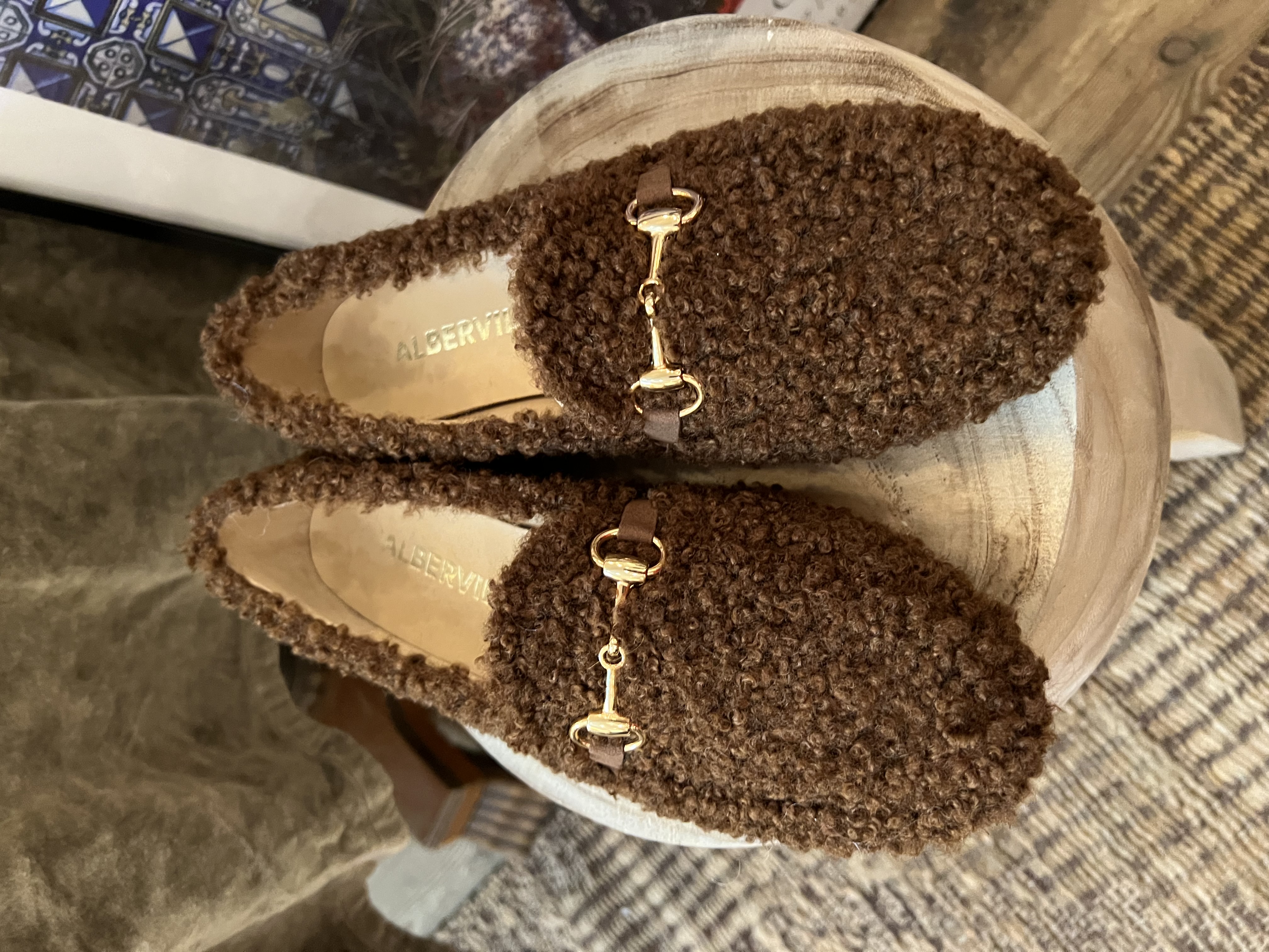Alberville Wiola Loafers Fluffig bruna Textil - 3