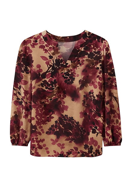 Blus Suna vinröd/beige blommig - 3