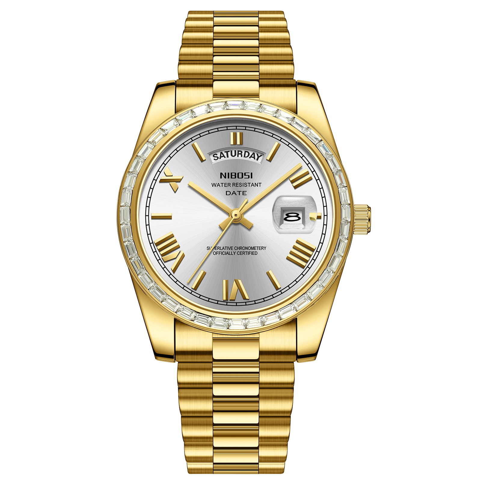 Nibosi Day-Date President Gold Silver | Herrklockor | Klocktema