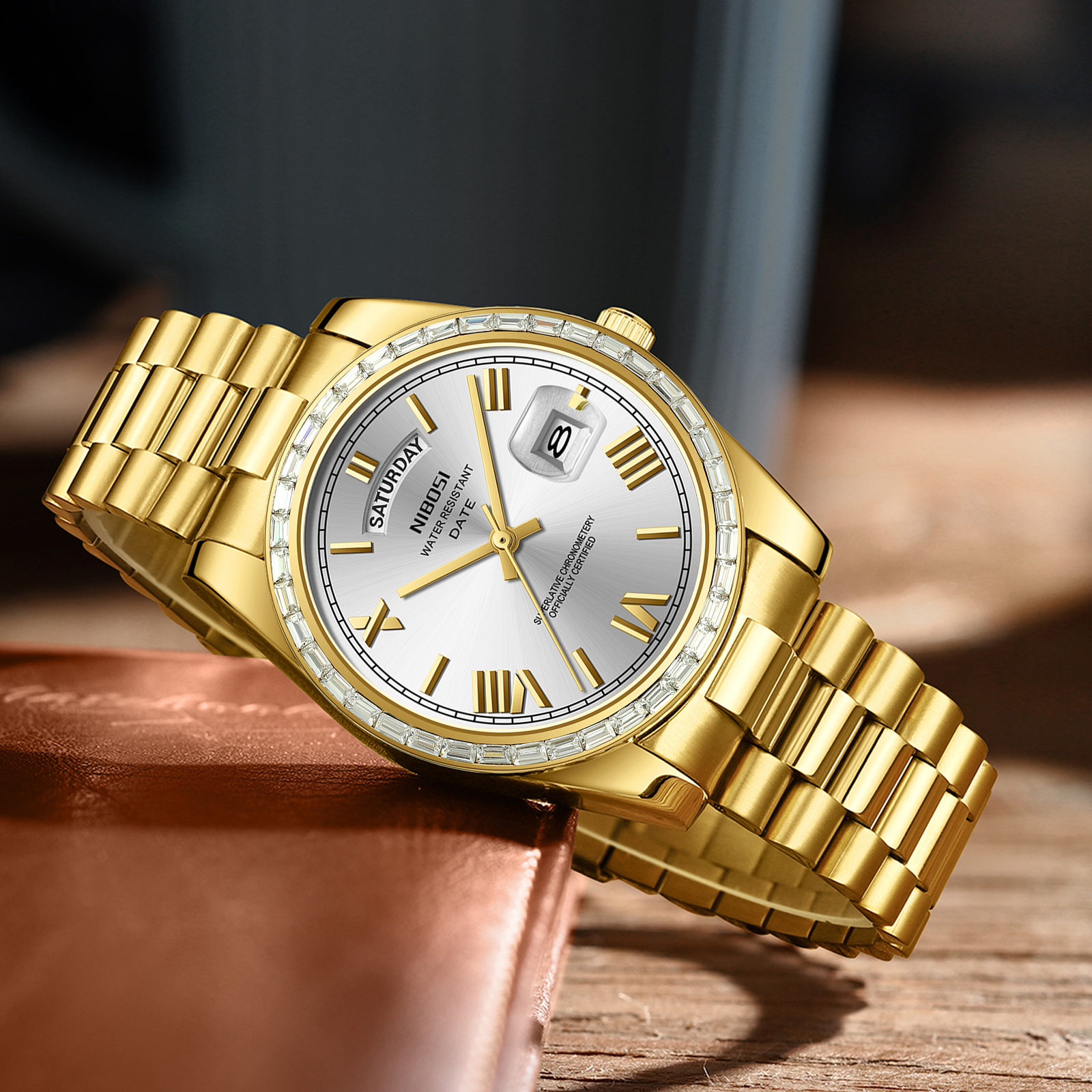 Nibosi Day-Date President Gold Silver - 5