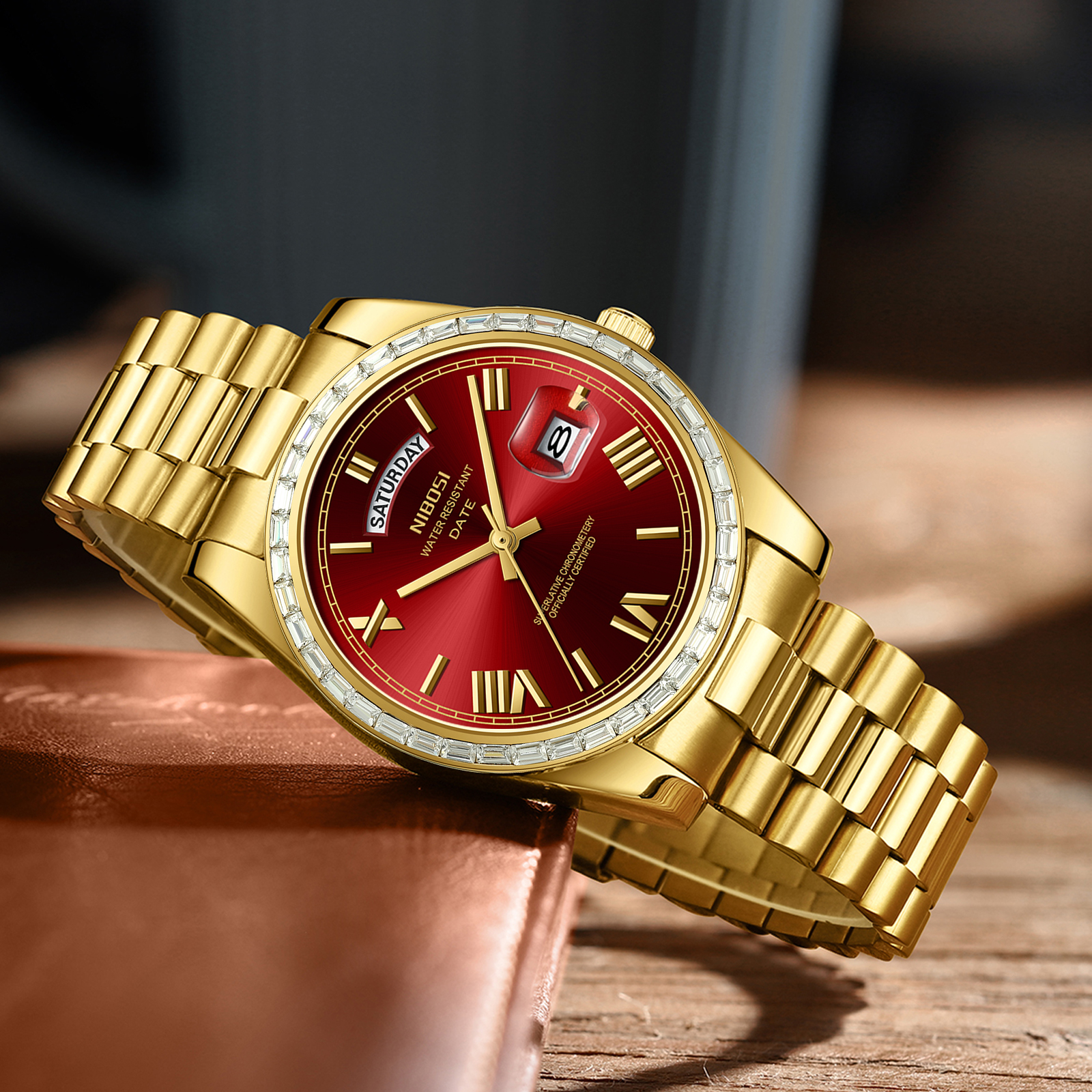 Nibosi Day-Date President Gold Red - 5