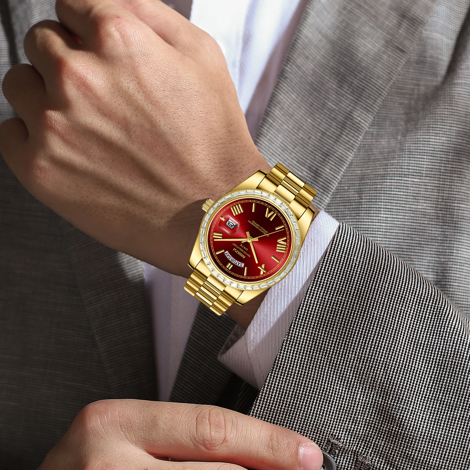 Nibosi Day-Date President Gold Red - 7