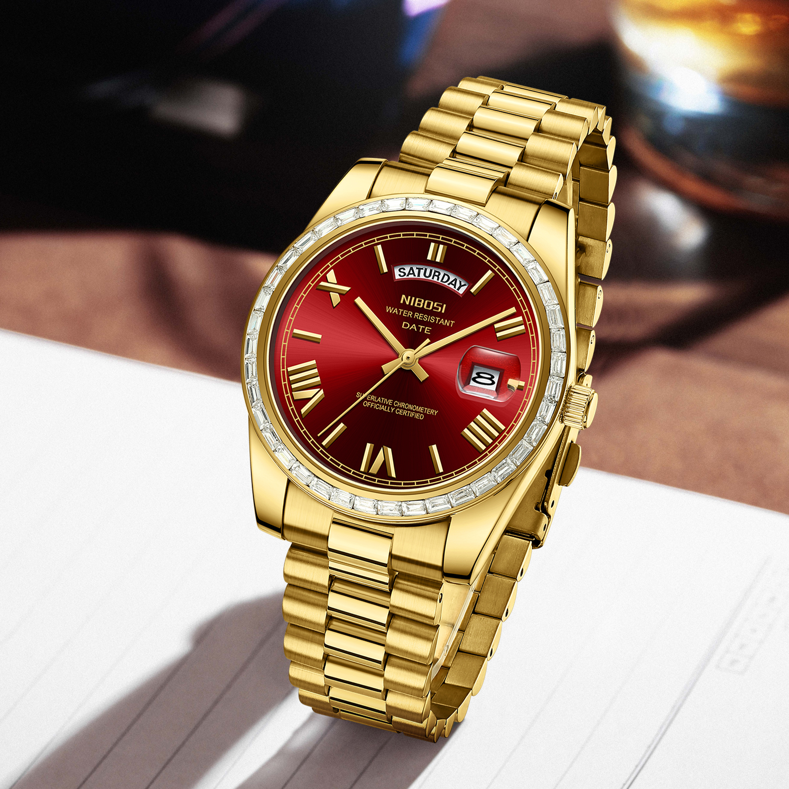 Nibosi Day-Date President Gold Red - 8