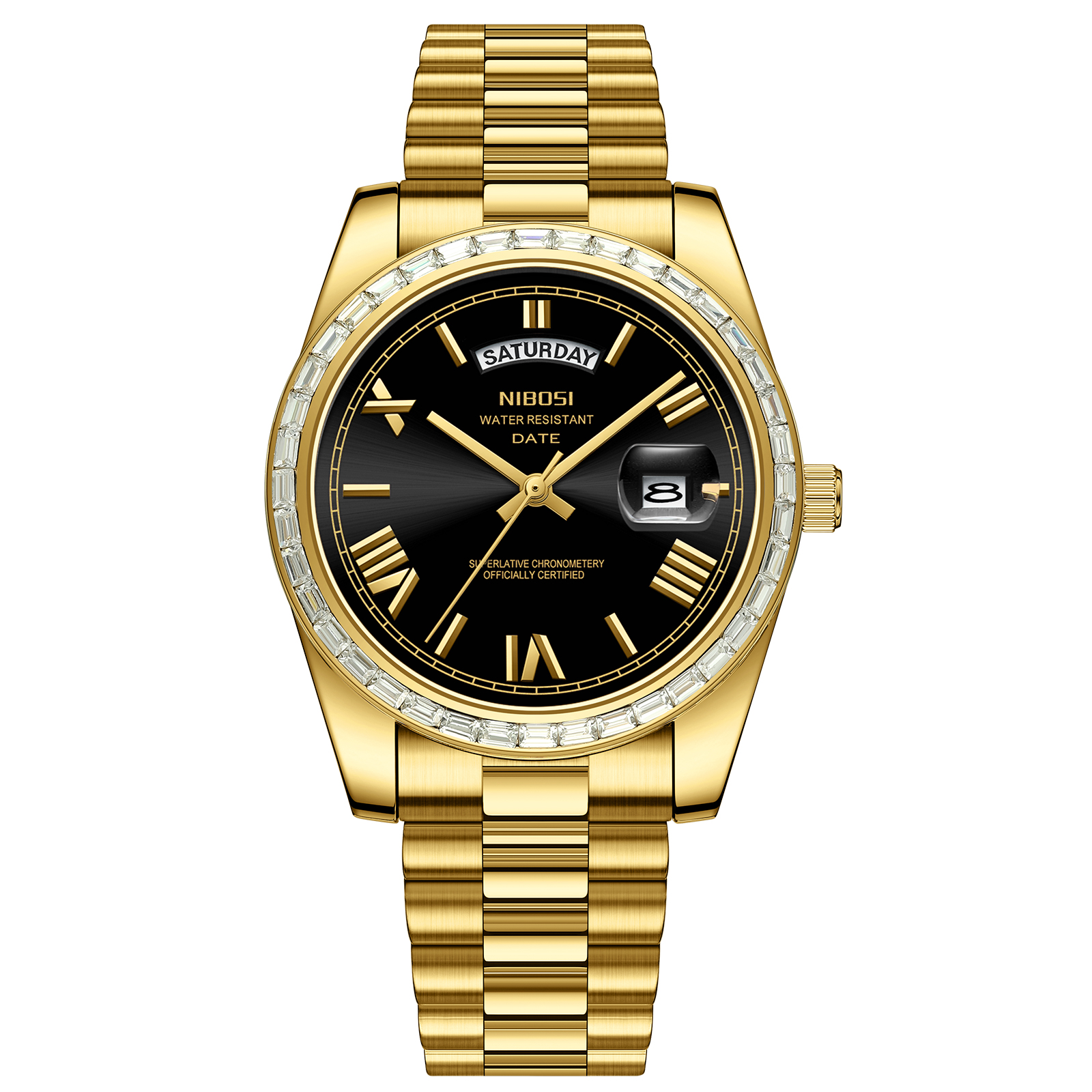 Nibosi Day-Date President Gold Black