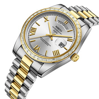 Nibosi Day-Date President Silver Gold