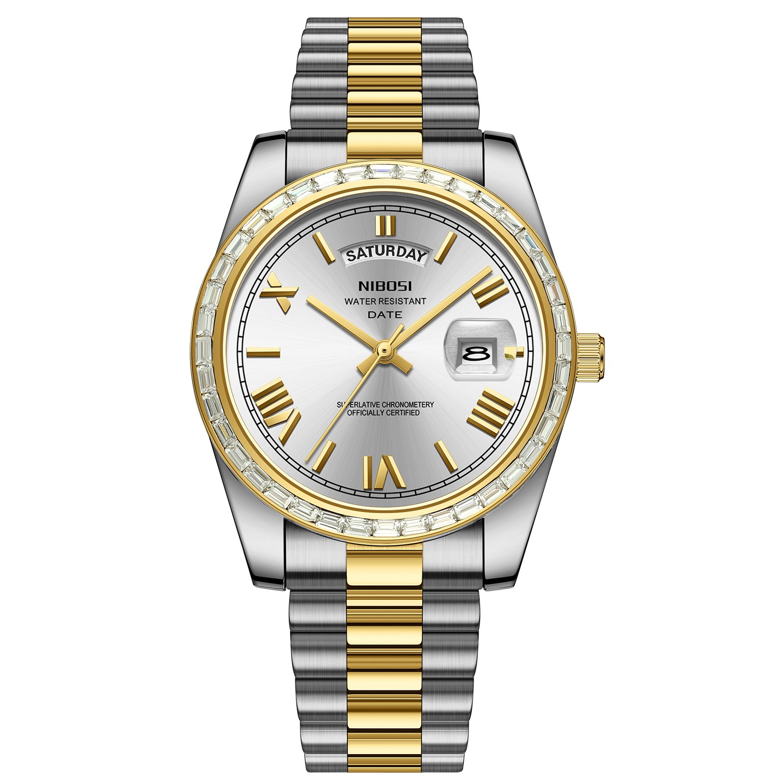 Nibosi Day-Date President Silver Gold | Herrklockor | Klocktema