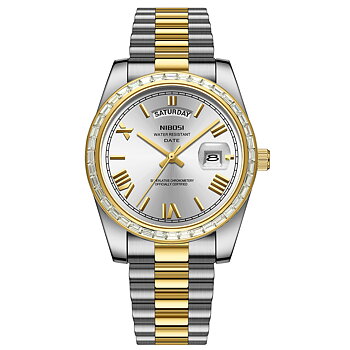 Nibosi Day-Date President Silver Gold