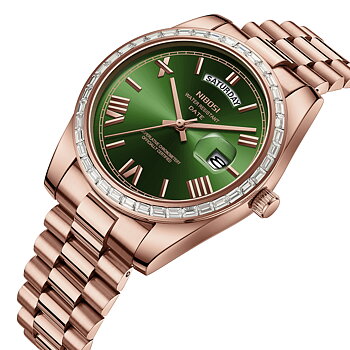 Nibosi Day-Date President Rose Gold Green